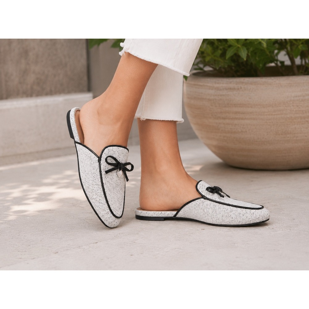 Nautica Fionola Women's Mules Woven Loafers Bow Pointed Toe Flats Size 8
